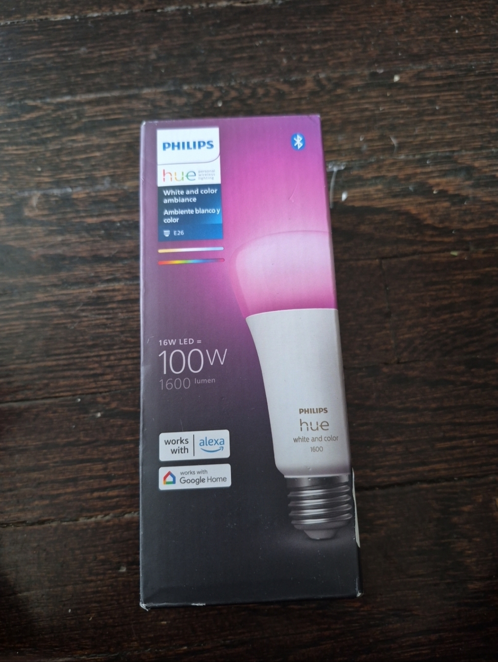 PHILIPS HUE 100W E26 A21 Smart LED Bulb White & Color Ambiance 1600 Lumen